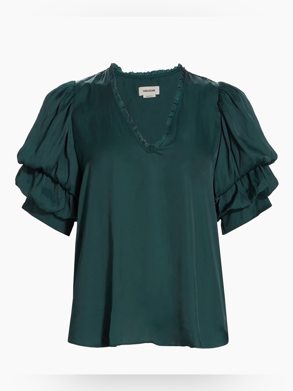 $348 Zadig & Voltaire Taste Satin Ruffle Blouse Luxury Top XS S Designer
